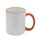 Кружка керамическая белая, оранжевые  ободок и ручка, субл.печать, Ø82 мм х 95 мм, 330 мл