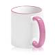 Кружка керамическая белая, розовые  ободок и ручка, субл.печать, Ø82 мм х 95 мм, 330 мл