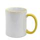 Кружка керамическая белая, желтые  ободок и ручка, субл.печать, Ø82 мм х 95 мм, 330 мл